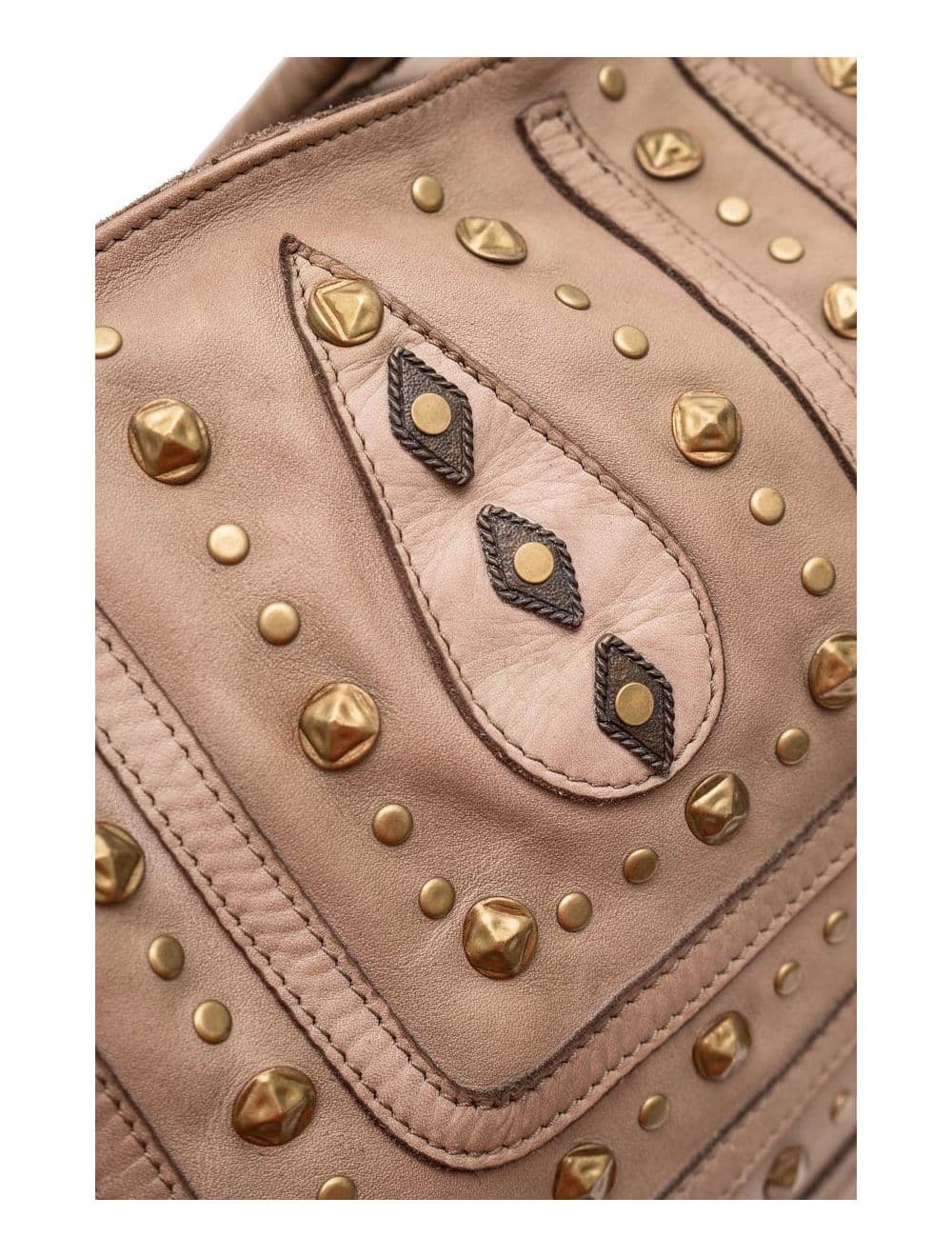 Sac Porté Épaule En Cuir Vachette Motif Clouté CASTILLE 4116-Camel — vue 5