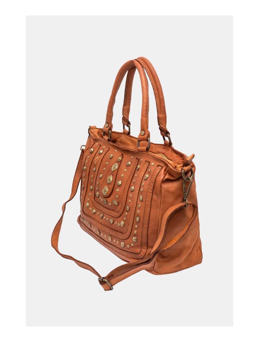 Sac Porté Épaule En Cuir Vachette Motif Clouté CASTILLE 4116-Taupe — vue 3