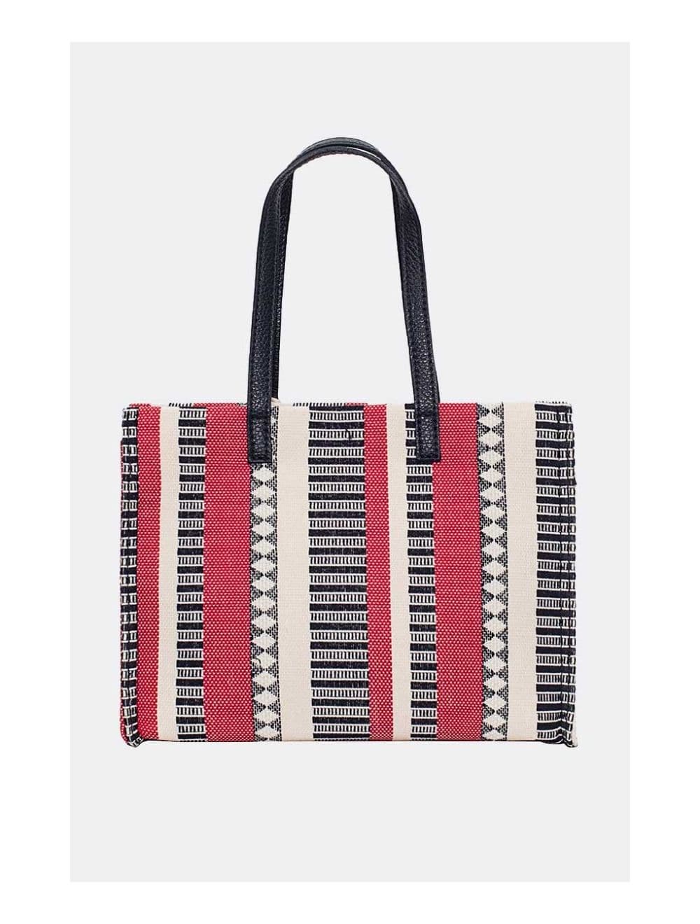 Sac Cabas en Textile Coton Garni Cuir Vachette Grainé JACQUELINE 4064-Red — vue 2