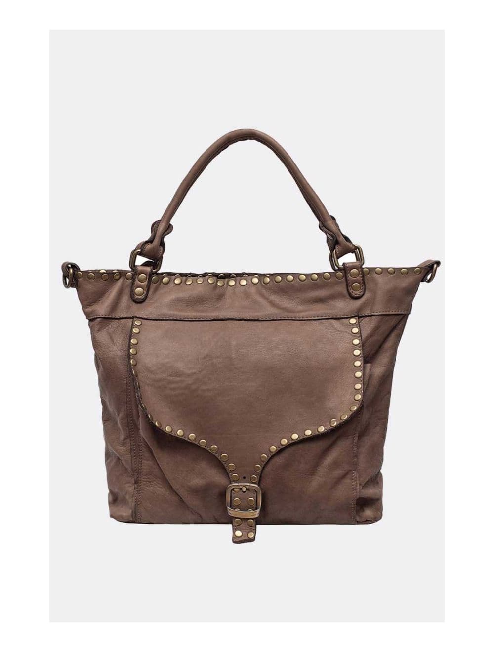 Sac Cabas Porté épaule Cuir de Vachette Vintage-SANDRA 4068-TAUPE — vue 2