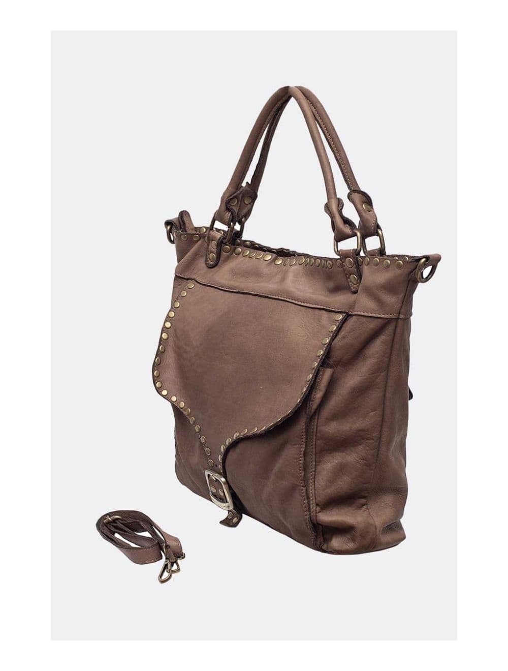 Sac Cabas Porté épaule Cuir de Vachette Vintage-SANDRA 4068-TAUPE — vue 3