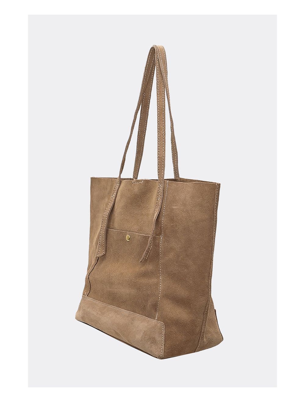 2 Pieces Set Sac Cabas en Croûte de Cuir Vachette Suède-NESRINE 4023-Beige — vue 2