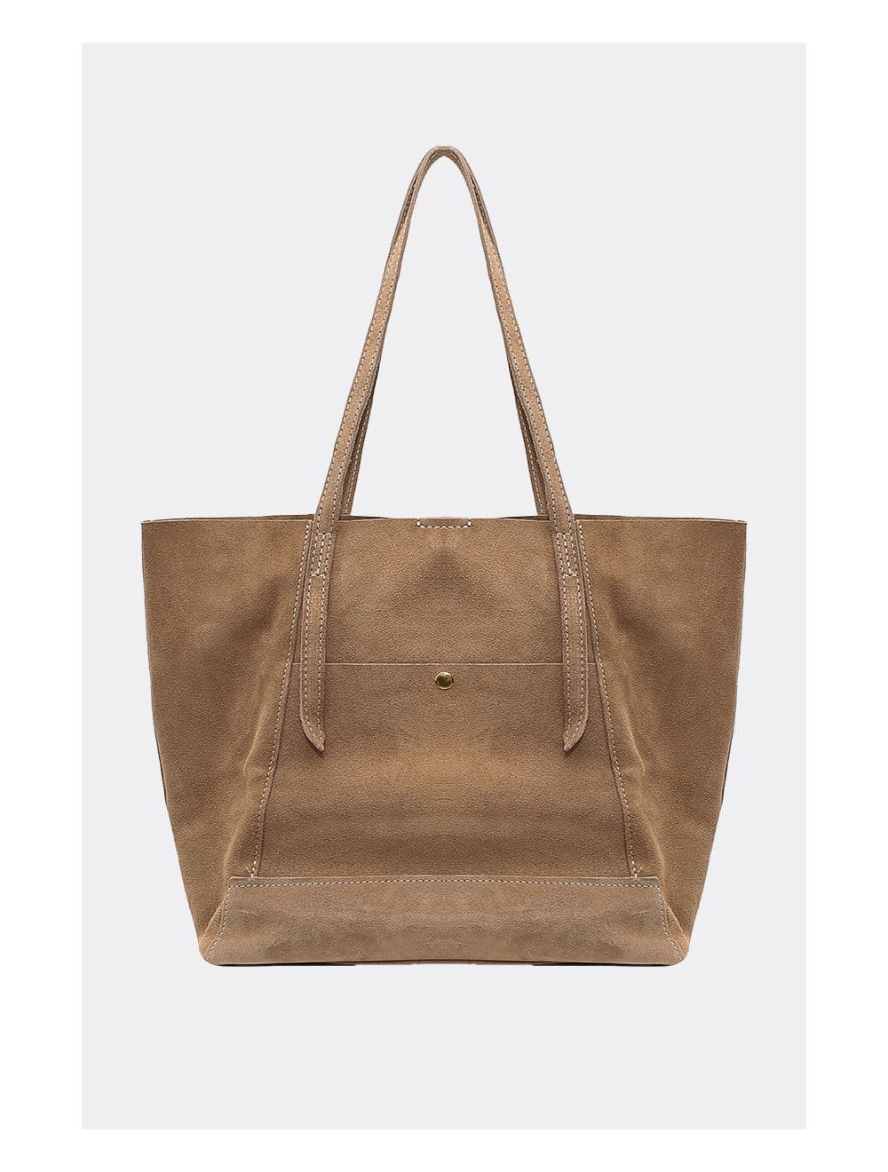 2 Pieces Set Sac Cabas en Croûte de Cuir Vachette Suède-NESRINE 4023-Beige — vue 3