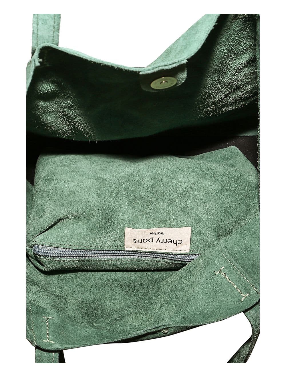 2 Pieces Set Sac Cabas en Croûte de Cuir Vachette Suède-NESRINE 4023-Vert — vue 5