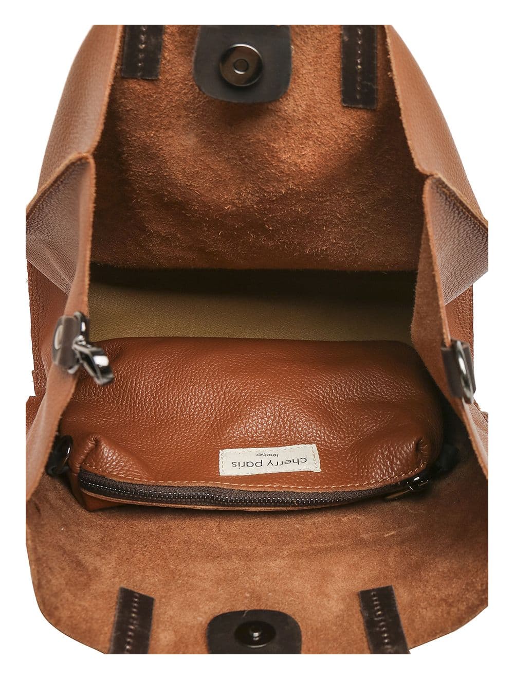 Sac cabas porté main en cuir de vachette grainée 3930C-Cognac — vue 3