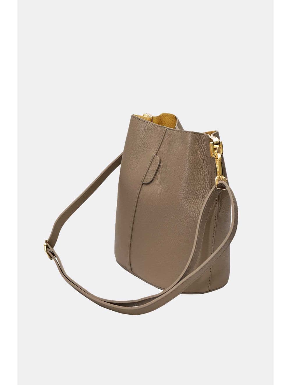 Sac Bourse en Cuir De Vachette Grainée LILWENN 4090-Taupe — vue 3