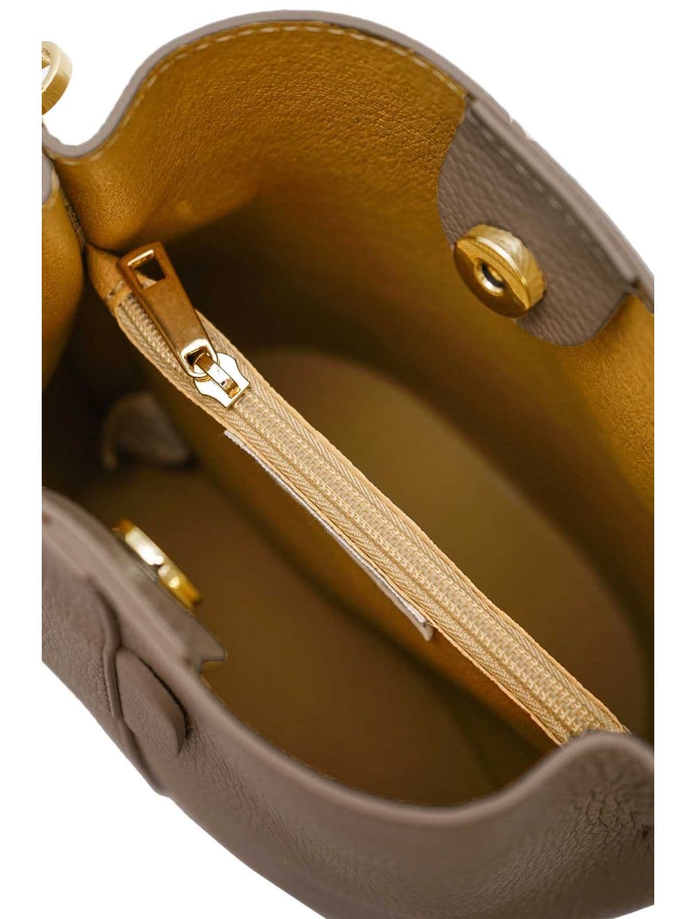 Sac Bourse en Cuir De Vachette Grainée LILWENN 4090-Taupe — vue 6