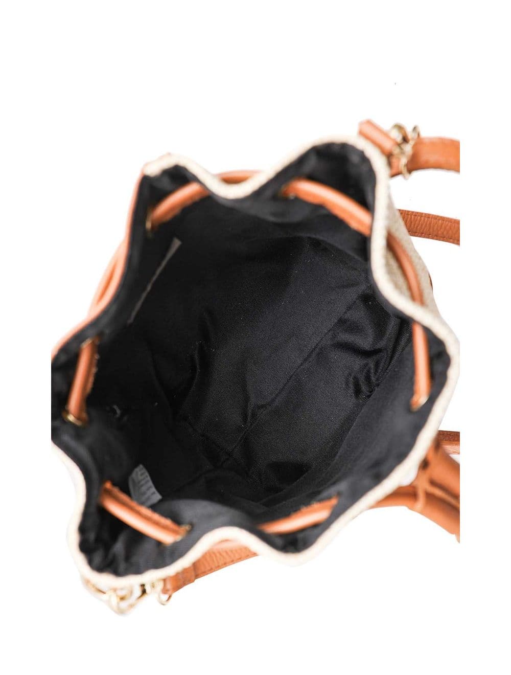 Sac Bourse En Cuir de Vachette Grainé et En Raphia 4170 CINTHYA RAPHIA-Cognac