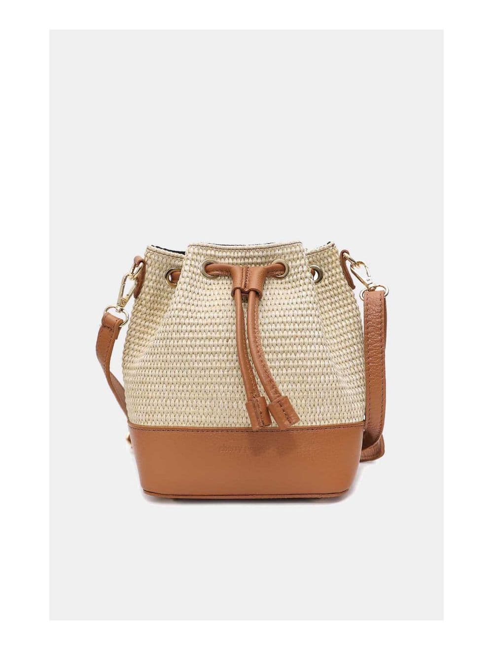 Sac Bourse En Cuir de Vachette Grainé et En Raphia 4170 CINTHYA RAPHIA-Cognac — vue 3