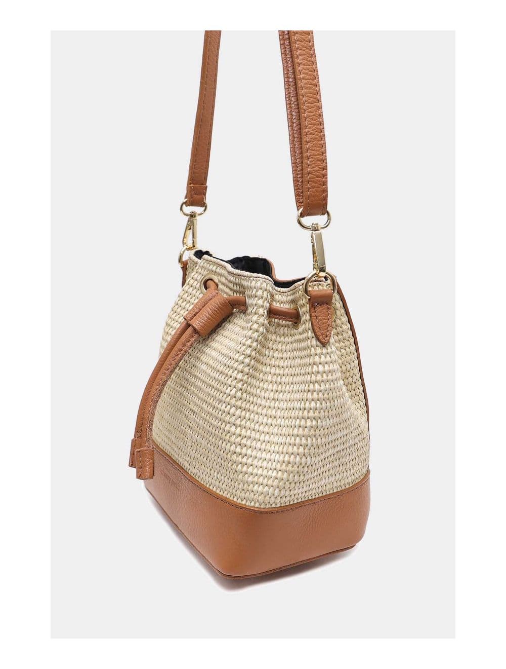 Sac Bourse En Cuir de Vachette Grainé et En Raphia 4170 CINTHYA RAPHIA-Cognac — vue 5