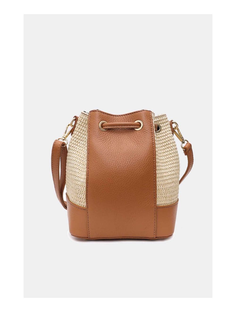 Sac Bourse En Cuir de Vachette Grainé et En Raphia 4170 CINTHYA RAPHIA-Cognac — vue 6