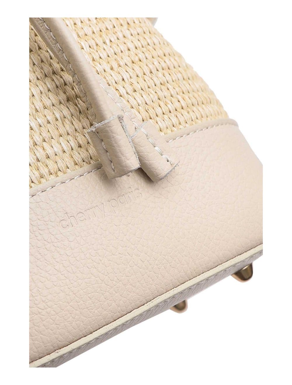 Sac Bourse En Cuir de Vachette Grainé et En Raphia 4170 CINTHYA RAPHIA-Beige