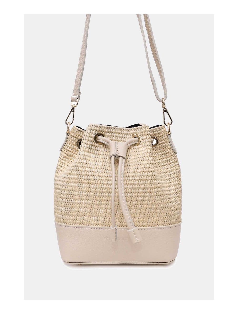 Sac Bourse En Cuir de Vachette Grainé et En Raphia 4170 CINTHYA RAPHIA-Beige — vue 4