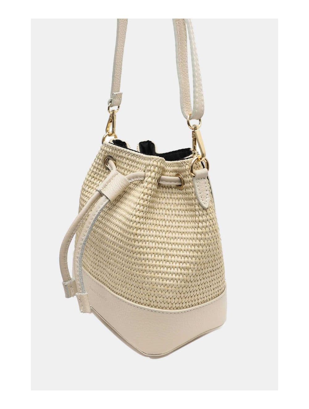 Sac Bourse En Cuir de Vachette Grainé et En Raphia 4170 CINTHYA RAPHIA-Beige — vue 5
