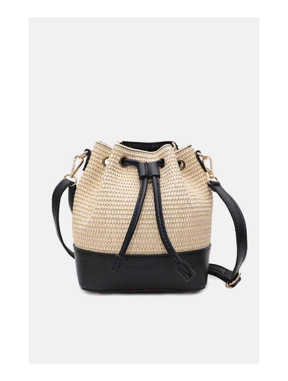 Sac Bourse En Cuir de Vachette Grainé et En Raphia 4170 CINTHYA RAPHIA-Noir