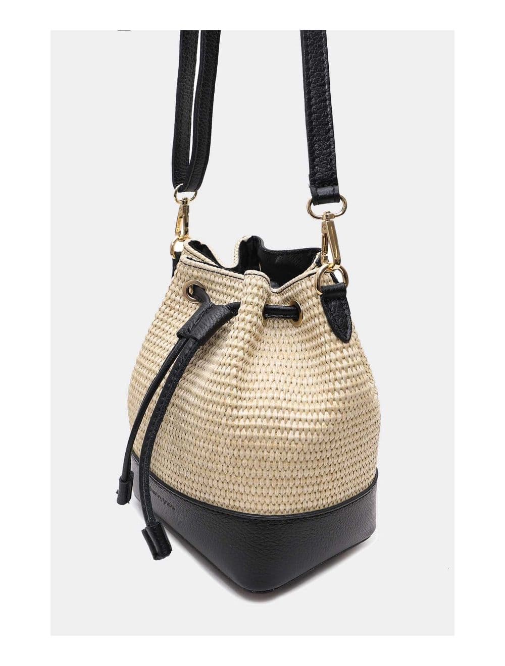 Sac Bourse En Cuir de Vachette Grainé et En Raphia 4170 CINTHYA RAPHIA-Noir — vue 3