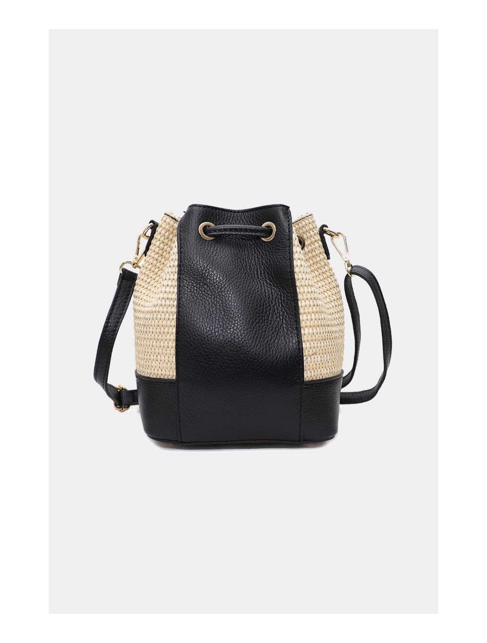 Sac Bourse En Cuir de Vachette Grainé et En Raphia 4170 CINTHYA RAPHIA-Noir — vue 4