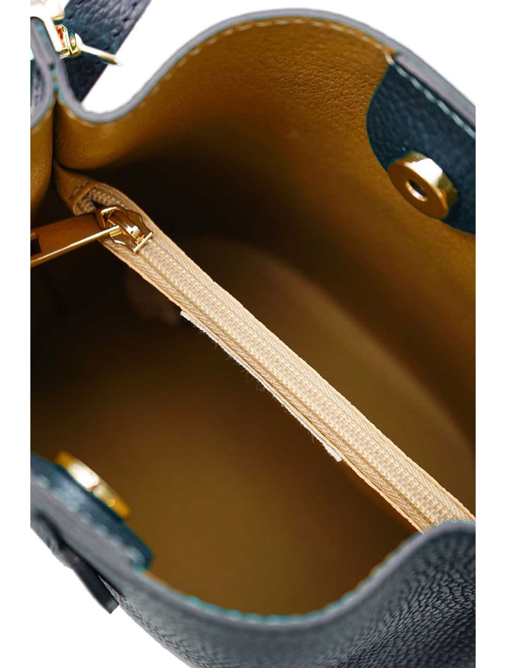 Sac Bourse en Cuir De Vachette Grainée LILWENN 4090-Petrole