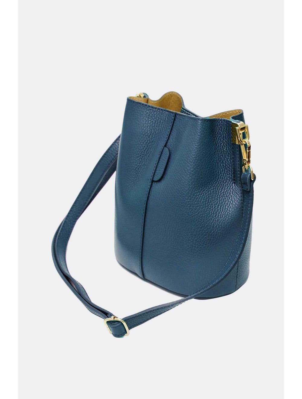 Sac Bourse en Cuir De Vachette Grainée LILWENN 4090-Petrole — vue 4