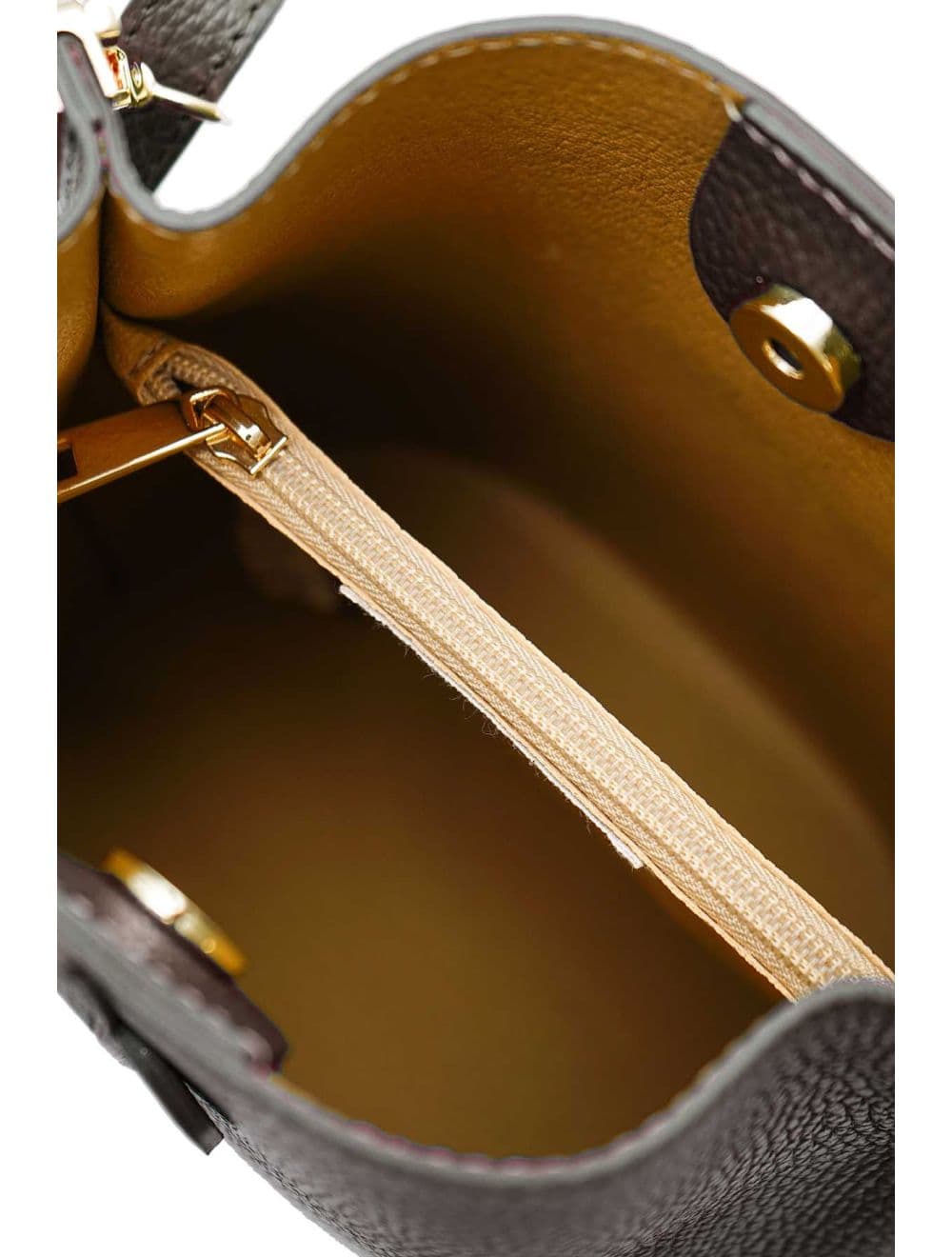 Sac Bourse en Cuir De Vachette Grainée LILWENN 4090-Chocolat