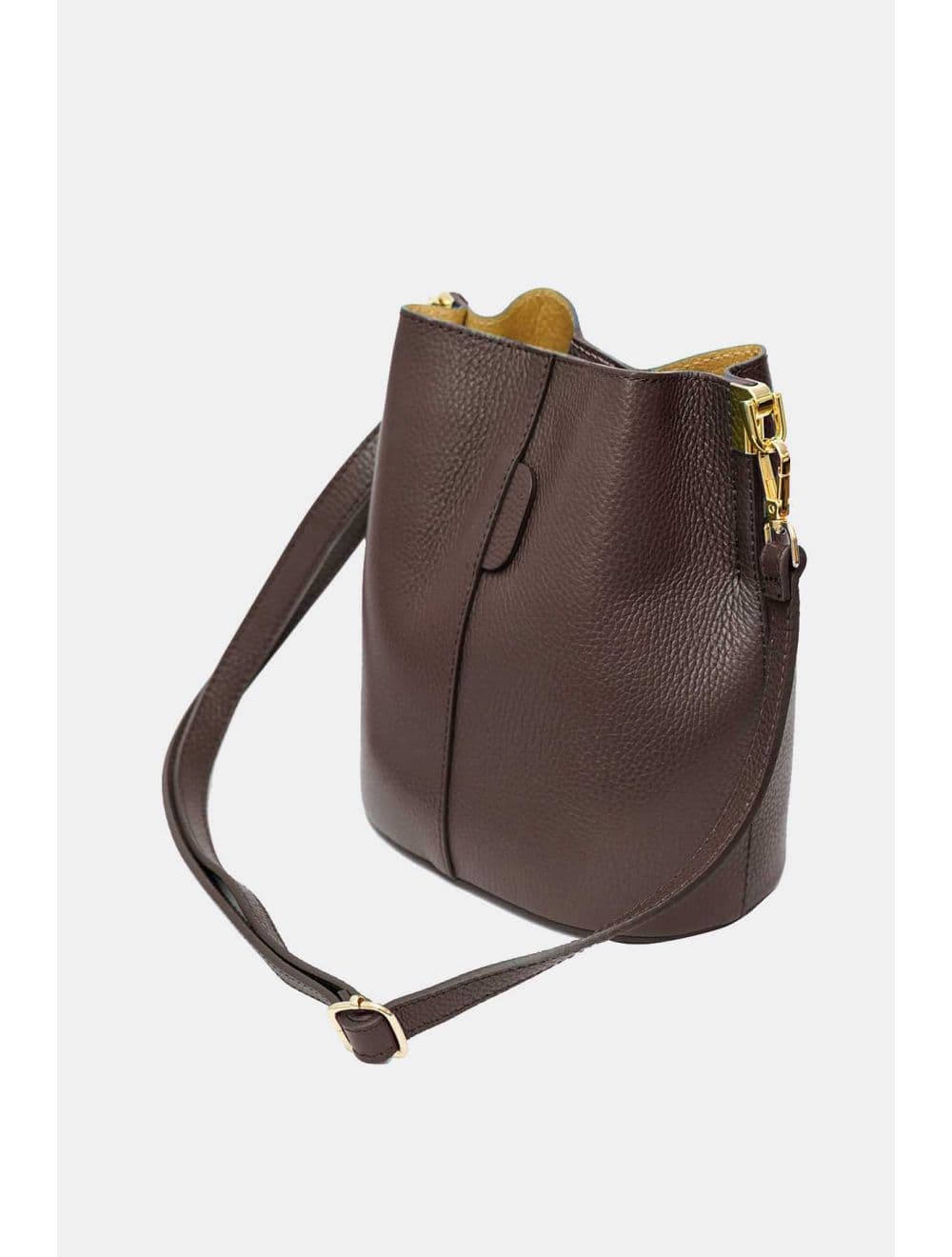 Sac Bourse en Cuir De Vachette Grainée LILWENN 4090-Chocolat — vue 3