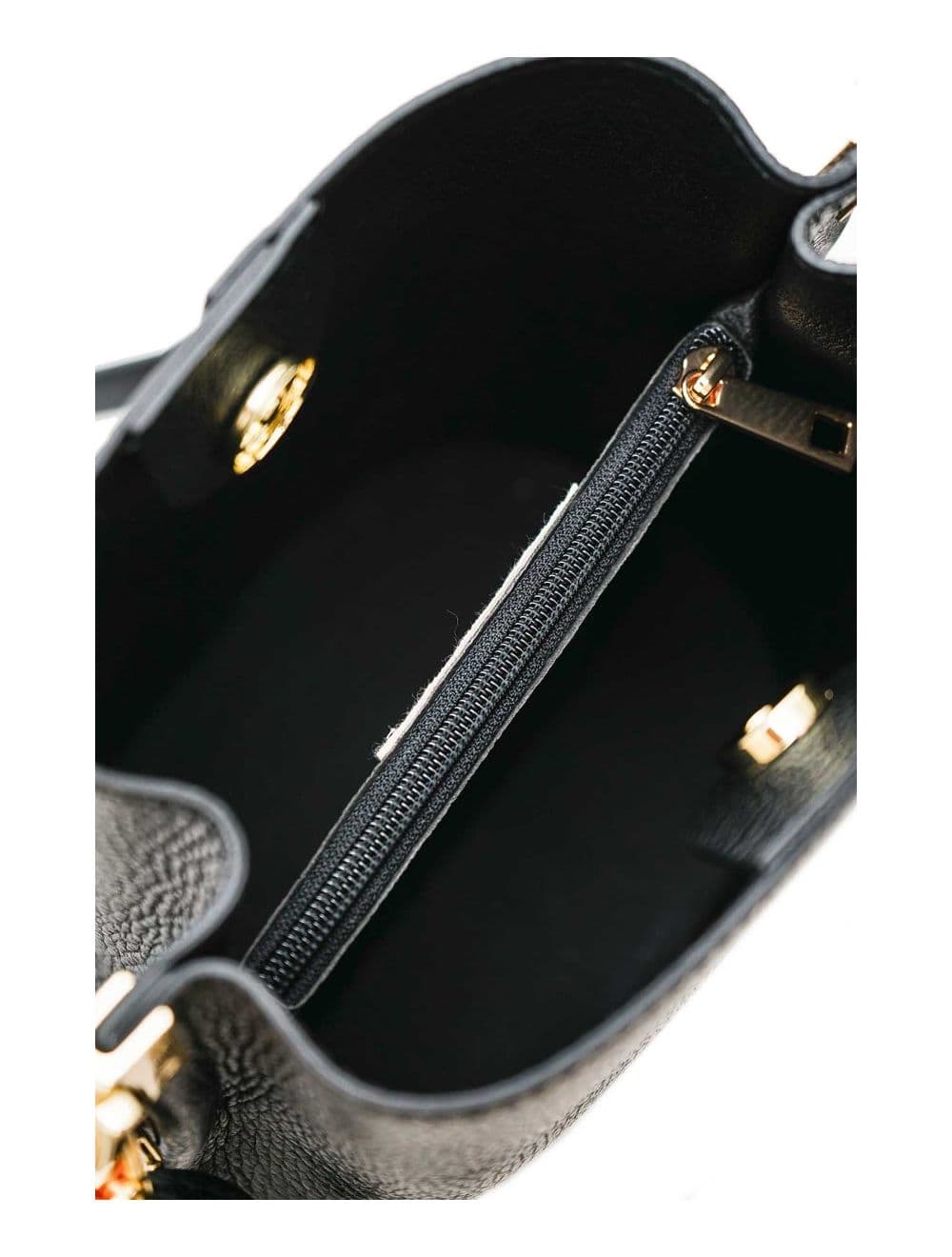 Sac Bourse en Cuir De Vachette Grainée LILWENN 4090-Noir