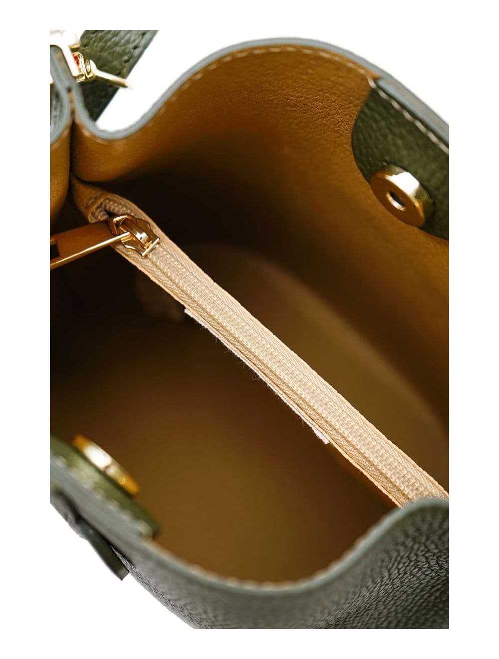 Sac Bourse en Cuir De Vachette Grainée LILWENN 4090-Kaki