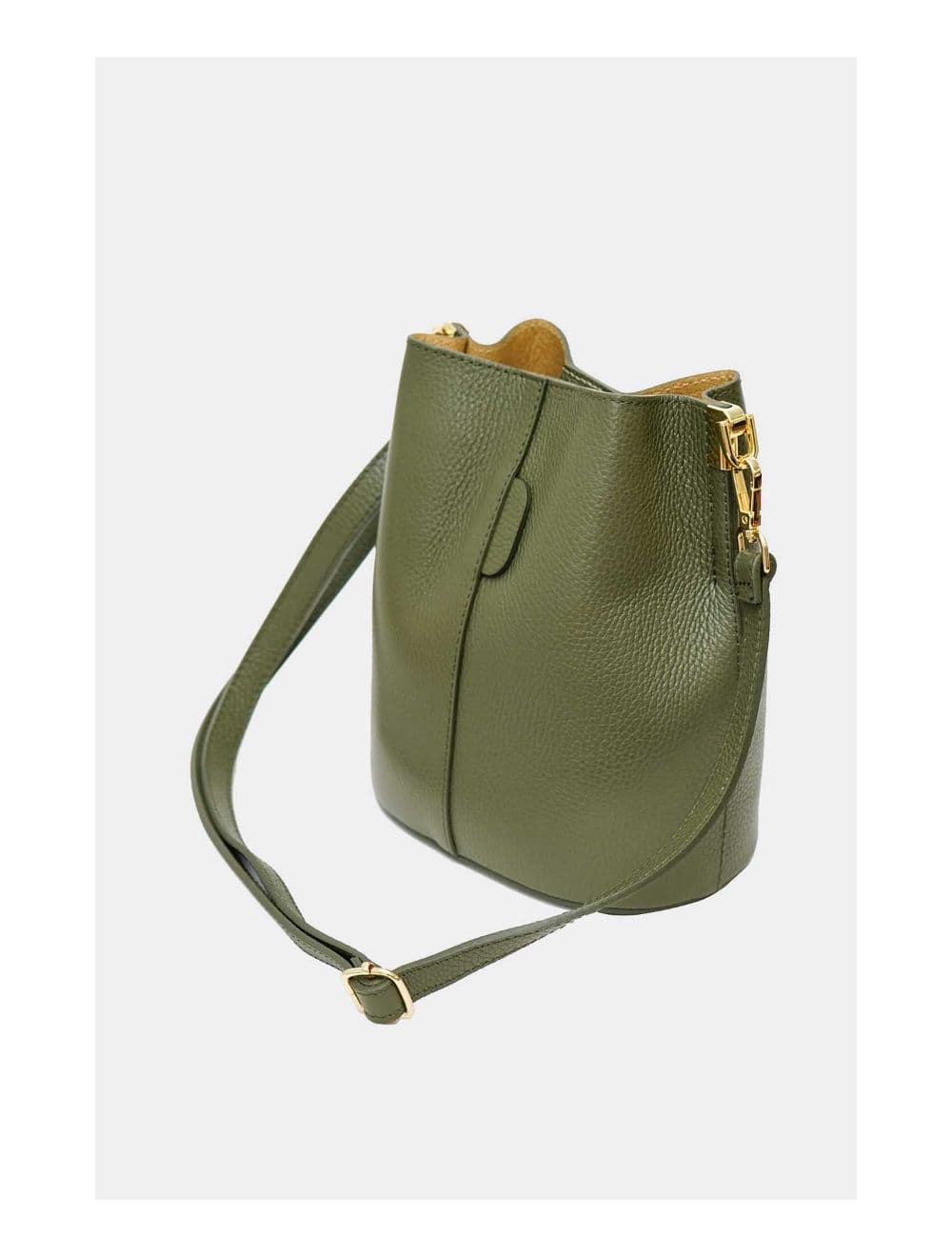 Sac Bourse en Cuir De Vachette Grainée LILWENN 4090-Kaki — vue 3