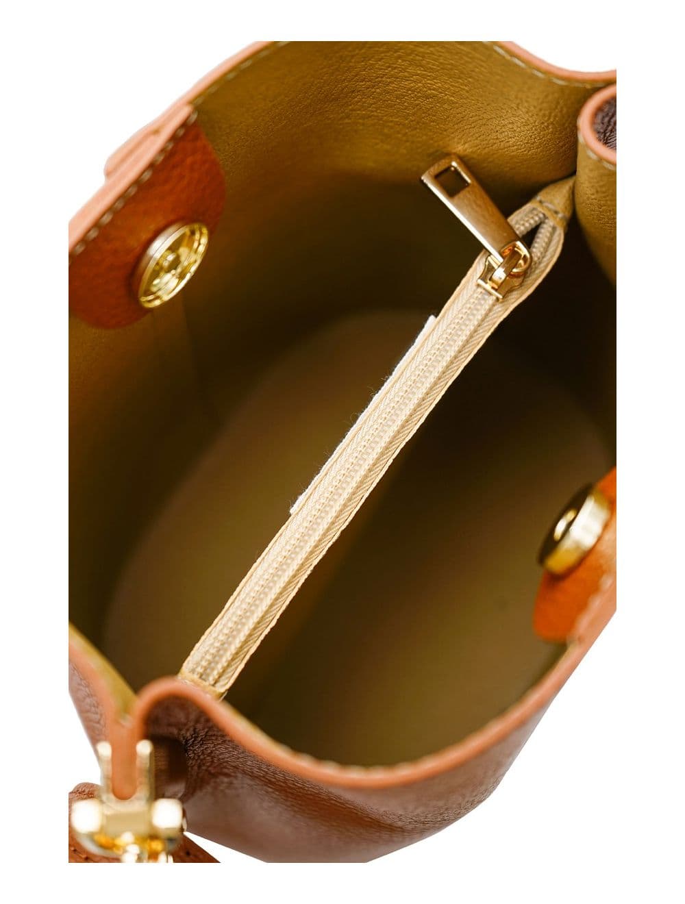 Sac Bourse en Cuir De Vachette Grainée LILWENN 4090-Cognac