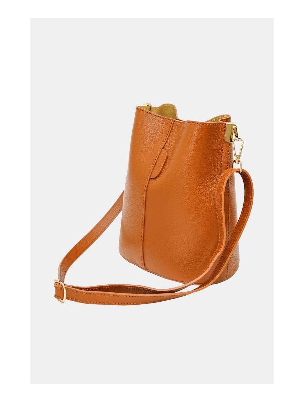 Sac Bourse en Cuir De Vachette Grainée LILWENN 4090-Cognac — vue 3