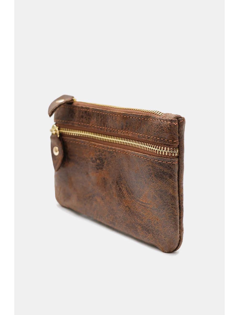 Porte-monnaie Pochette En Croûte De Cuir De Vachette-4906 DORIANE-Marron — vue 3