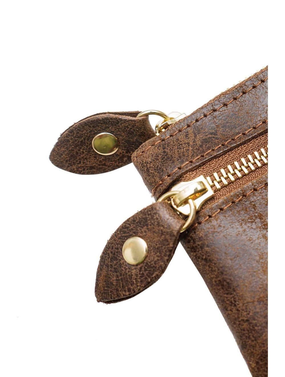 Porte-monnaie Pochette En Croûte De Cuir De Vachette-4906 DORIANE-Marron — vue 4