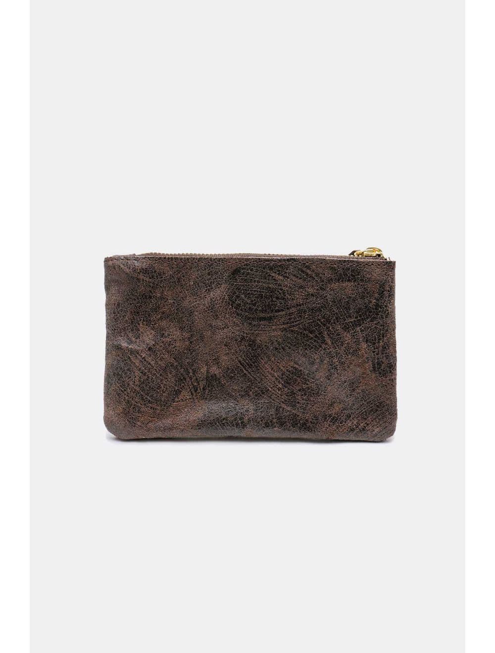 Porte-monnaie Pochette En Croûte De Cuir De Vachette-4906 DORIANE-Chocolat — vue 4