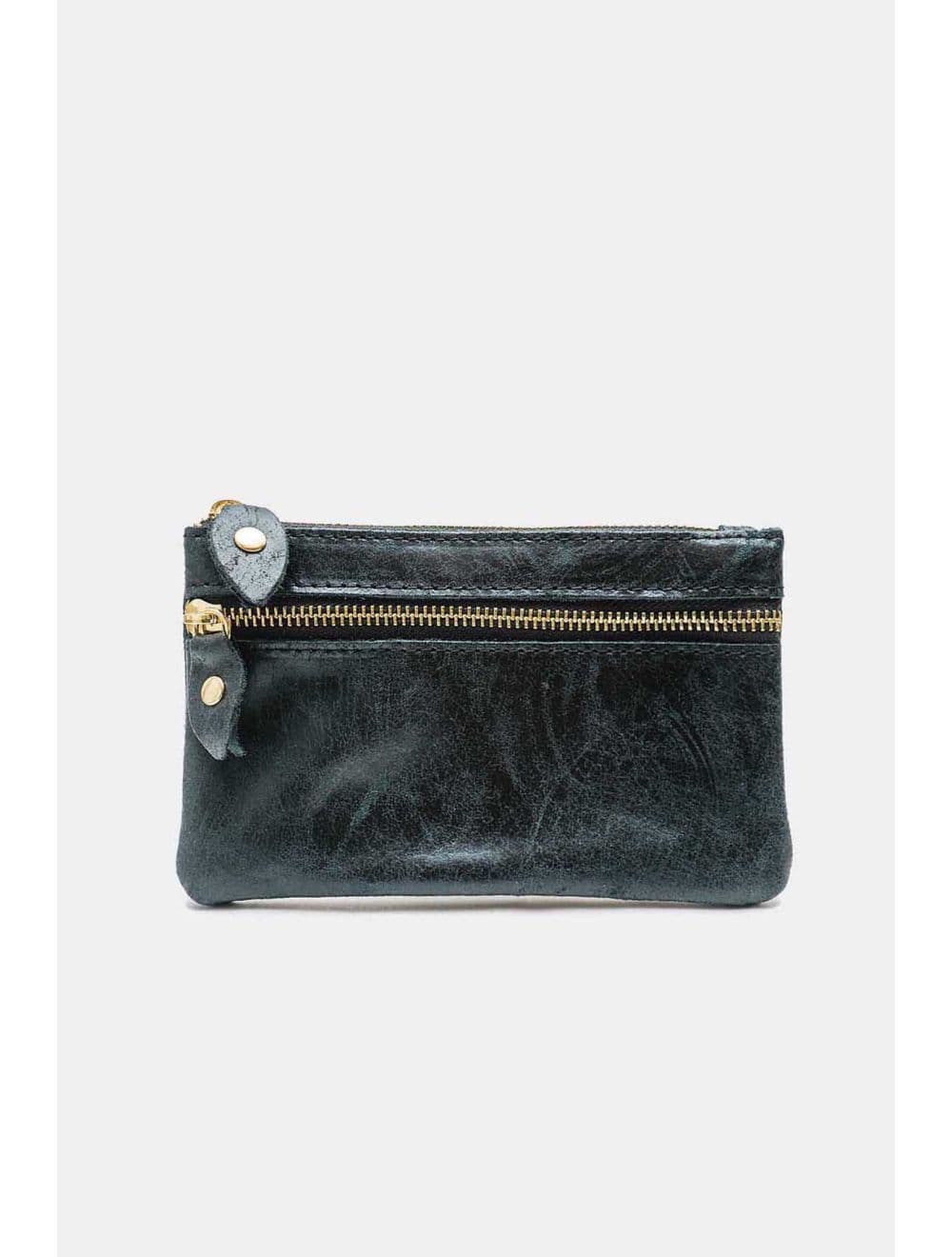 Porte-monnaie Pochette En Croûte De Cuir De Vachette-4906 DORIANE-Noir