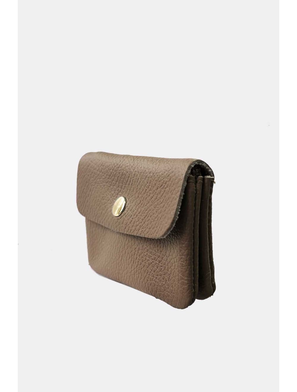 Porte-monnaie Avec Rabat Pression En Cuir de Vachette Grainé-LUCE GRAINÉ 3998D-Taupe — vue 3
