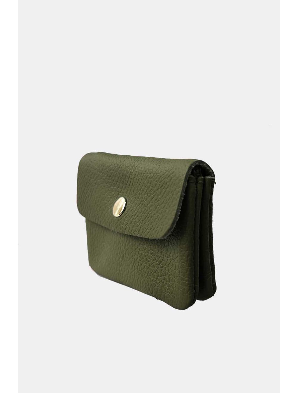 Porte-monnaie Avec Rabat Pression En Cuir de Vachette Grainé-LUCE GRAINÉ 3998D-Kaki — vue 3