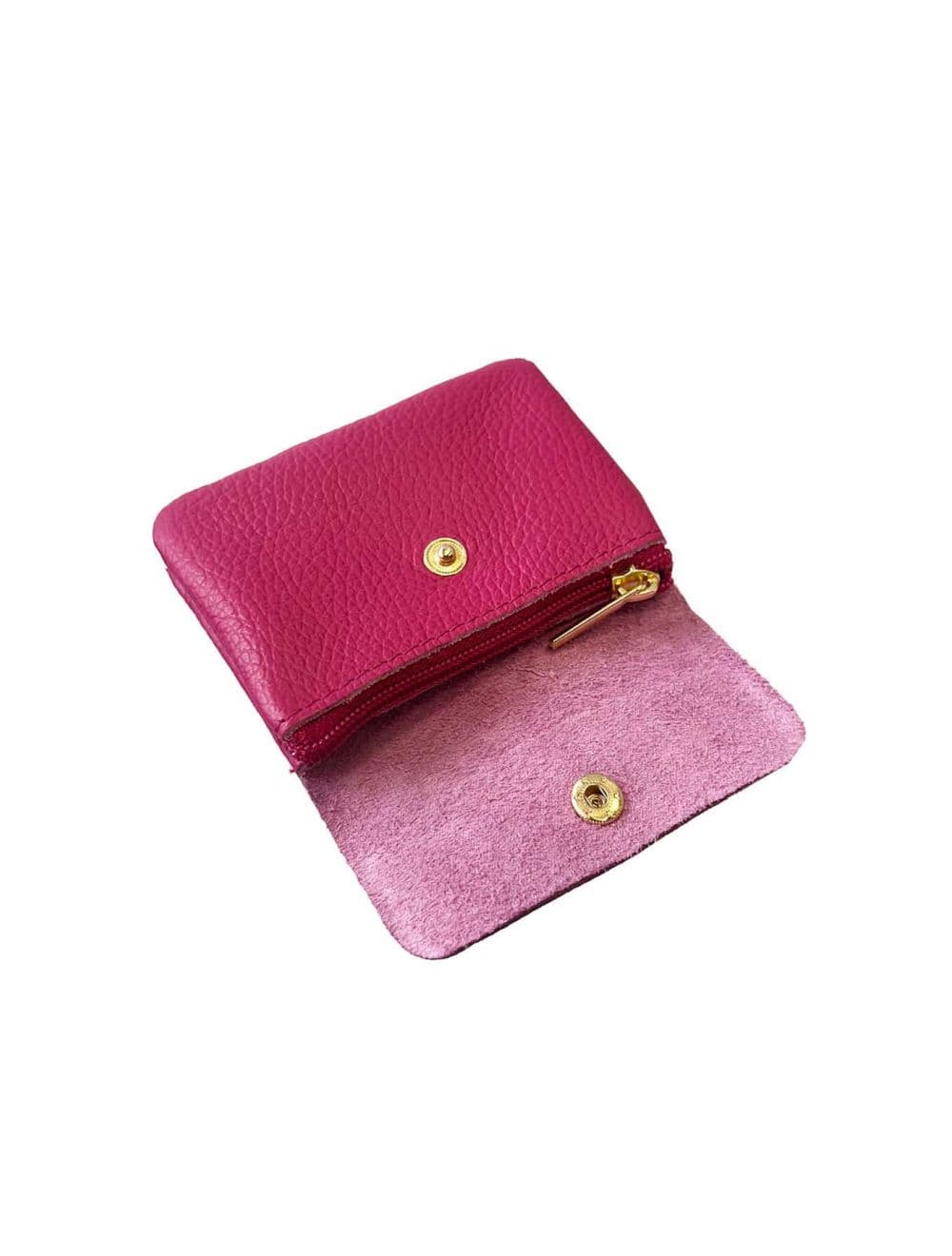 Porte-monnaie Avec Rabat Pression En Cuir de Vachette Grainé-LUCE GRAINÉ 3998D-Fushia