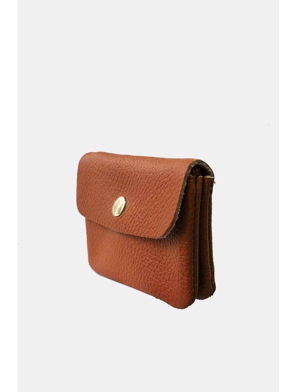 Porte-monnaie Avec Rabat Pression En Cuir de Vachette Grainé-LUCE GRAINÉ 3998D-Cognac — vue 3