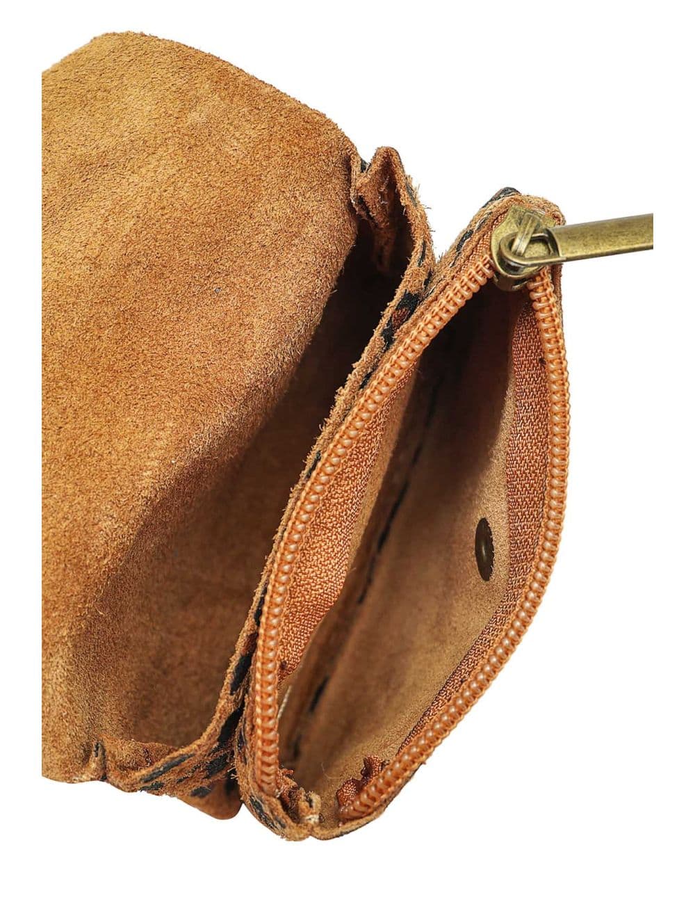 Porte-monnaie En Croûte Cuir Vachette Suède-LUCE LEOPARD 3998C-CAMEL