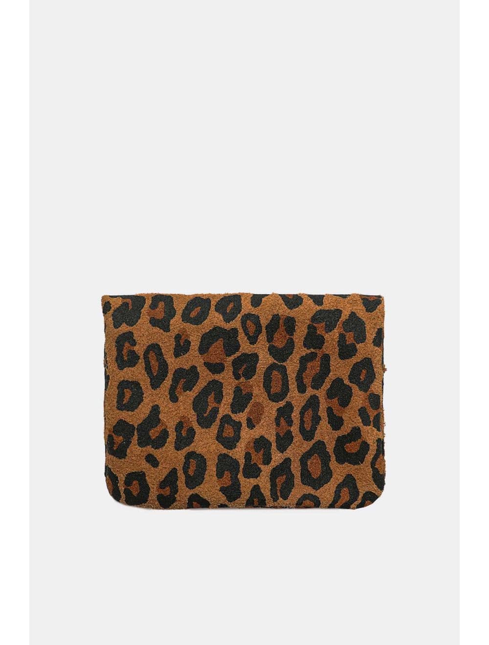 Porte-monnaie En Croûte Cuir Vachette Suède-LUCE LEOPARD 3998C-CAMEL — vue 4