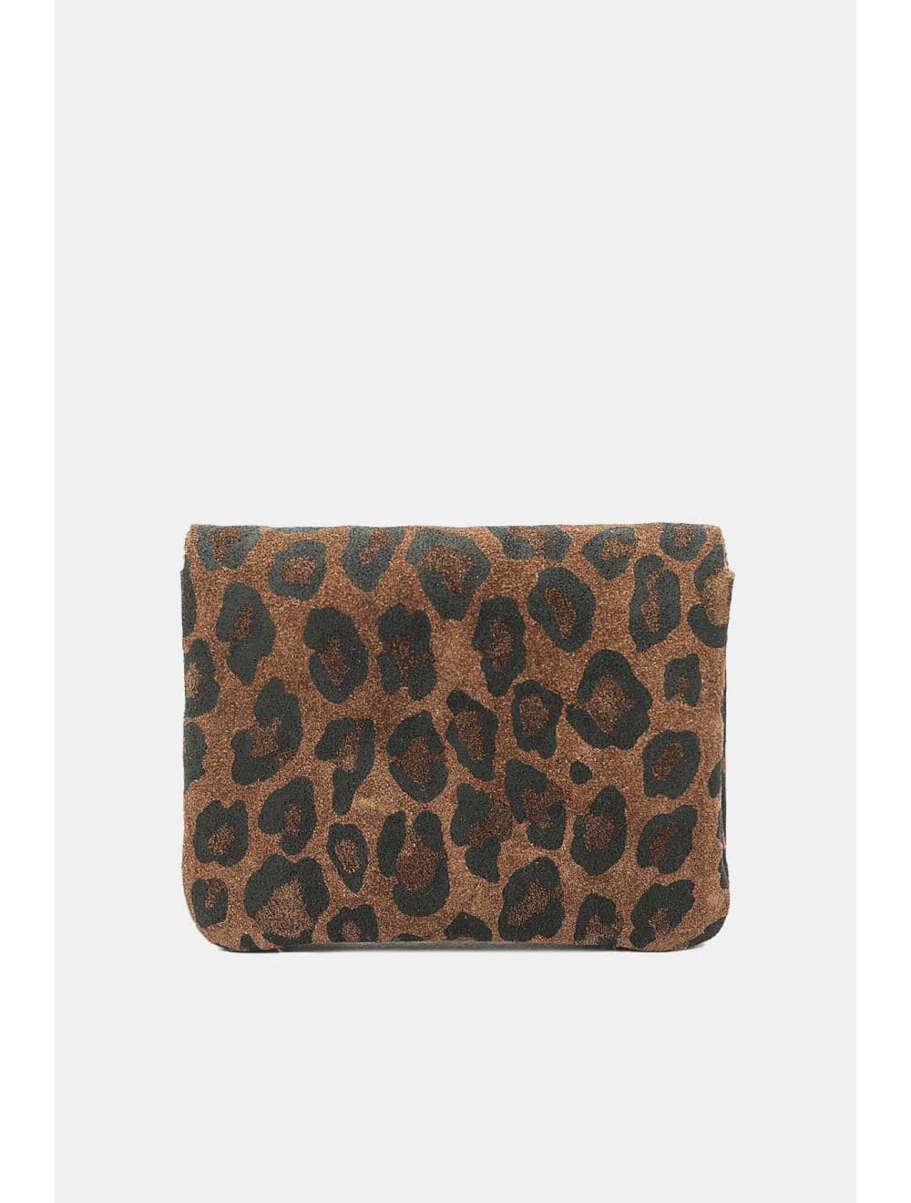 Porte-monnaie En Croûte Cuir Vachette Suède-LUCE LEOPARD 3998C-MARRON — vue 4