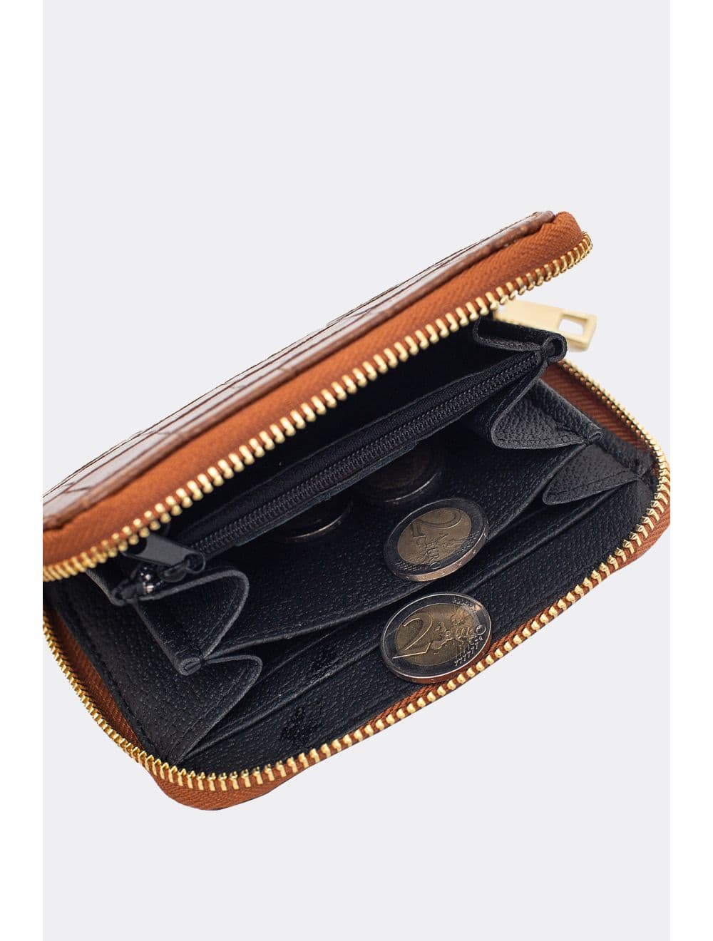Porte-Monnaie En Croûte De Cuir De Vachette Imprimé Croco-YUNA CROCO 4901-CAMEL — vue 4