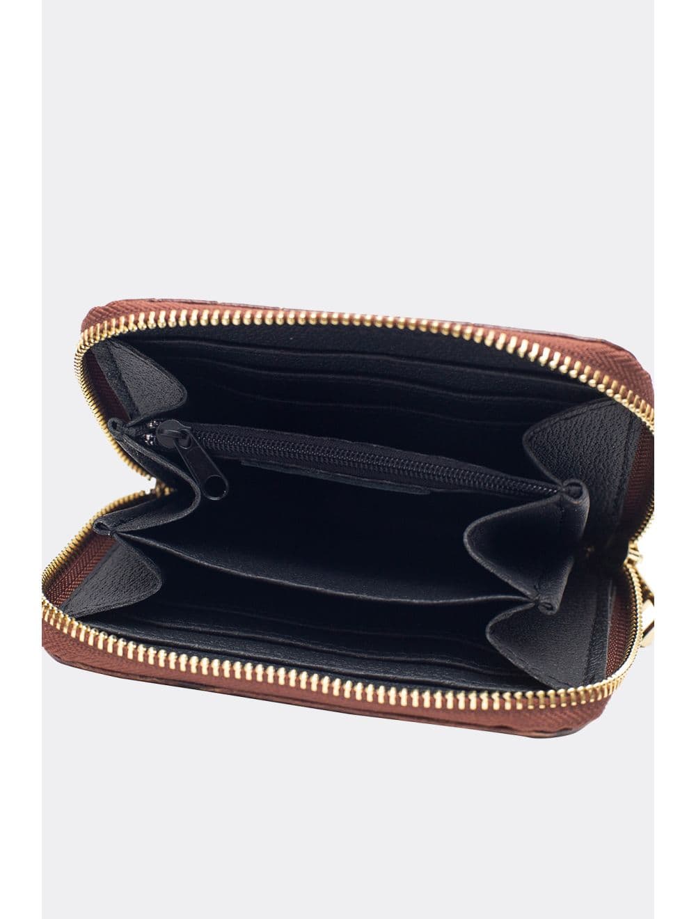 Porte-Monnaie En Croûte De Cuir De Vachette Imprimé Croco-YUNA CROCO 4901-MARRON — vue 3