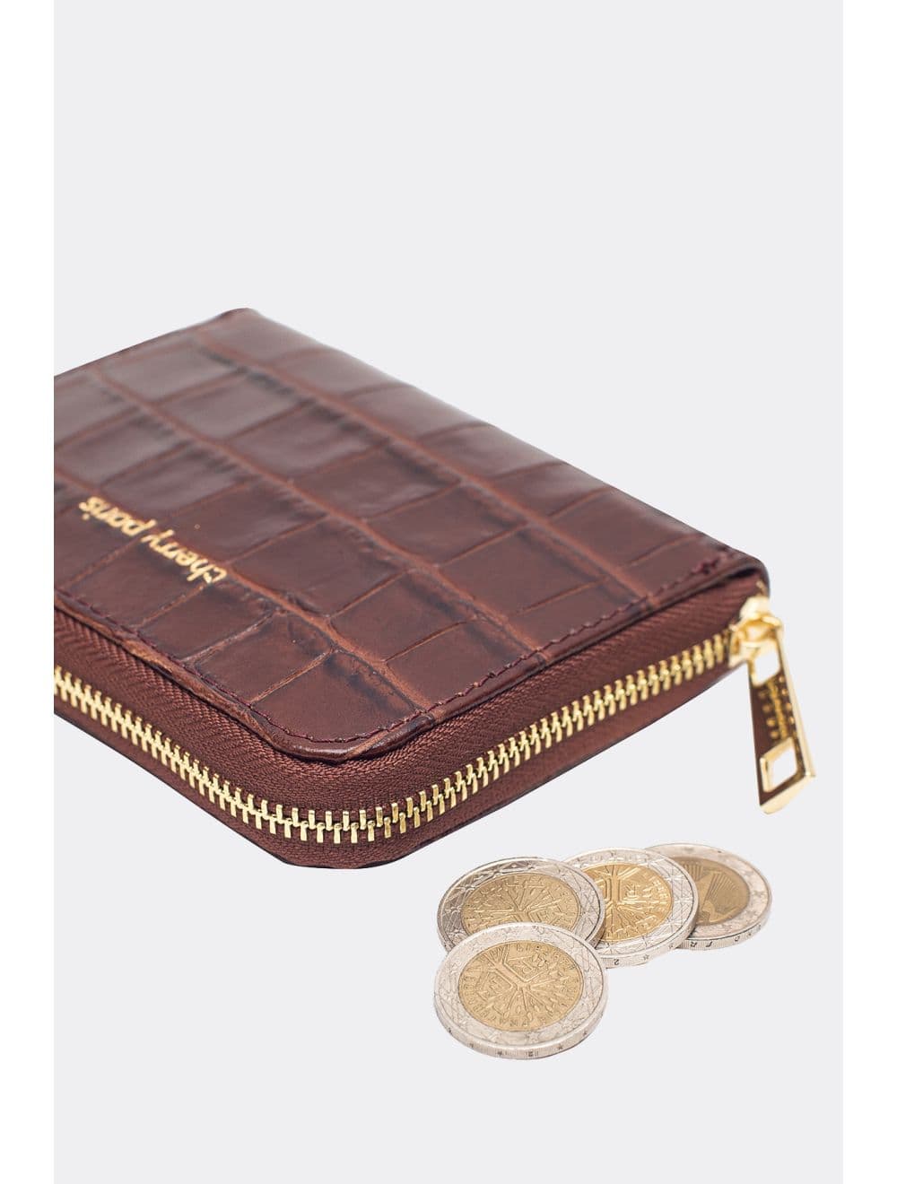 Porte-Monnaie En Croûte De Cuir De Vachette Imprimé Croco-YUNA CROCO 4901-MARRON — vue 4