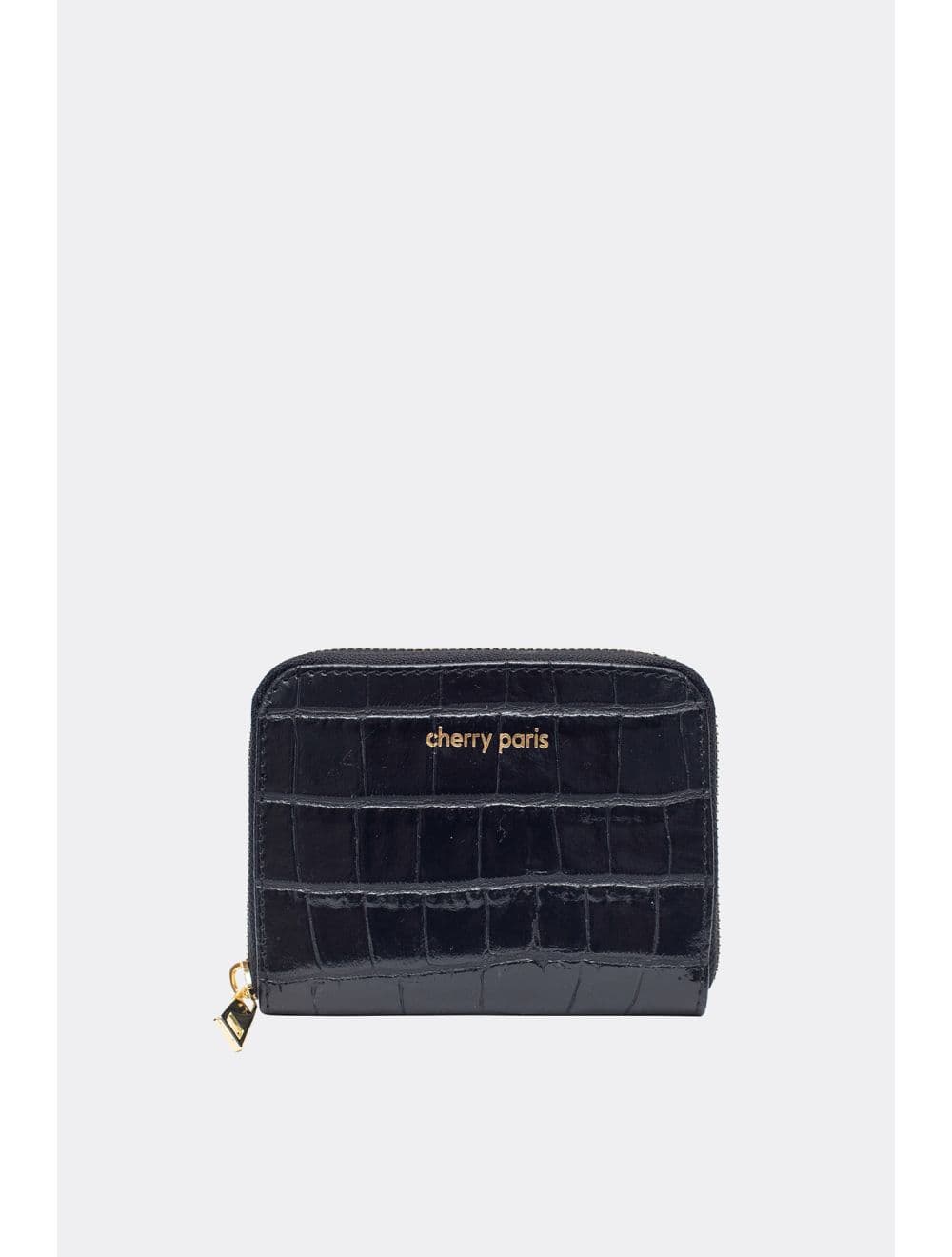 Porte-Monnaie En Croûte De Cuir De Vachette Imprimé Croco-YUNA CROCO 4901-NOIR — vue 3