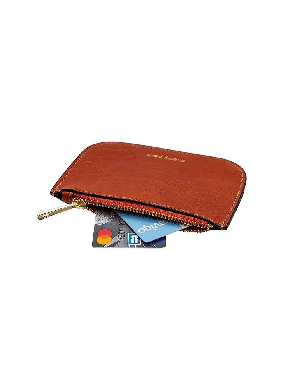 Porte-monnaie Croûte Cuir Vachette-NATHALIE 3999-CAMEL — vue 3