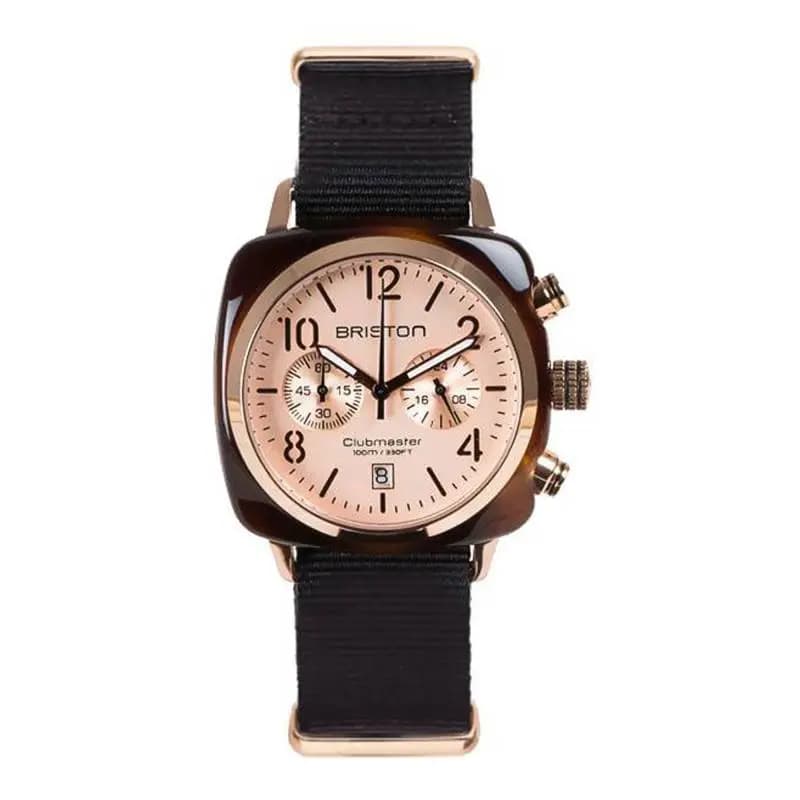 Montre Clubmaster Chrono Date Acétate Ecaille Claire Champ Rosé