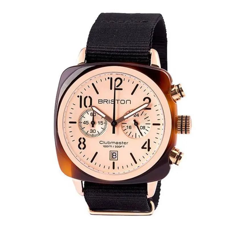 Montre Clubmaster Chrono Date Acétate Ecaille Claire Champ Rosé — vue 3
