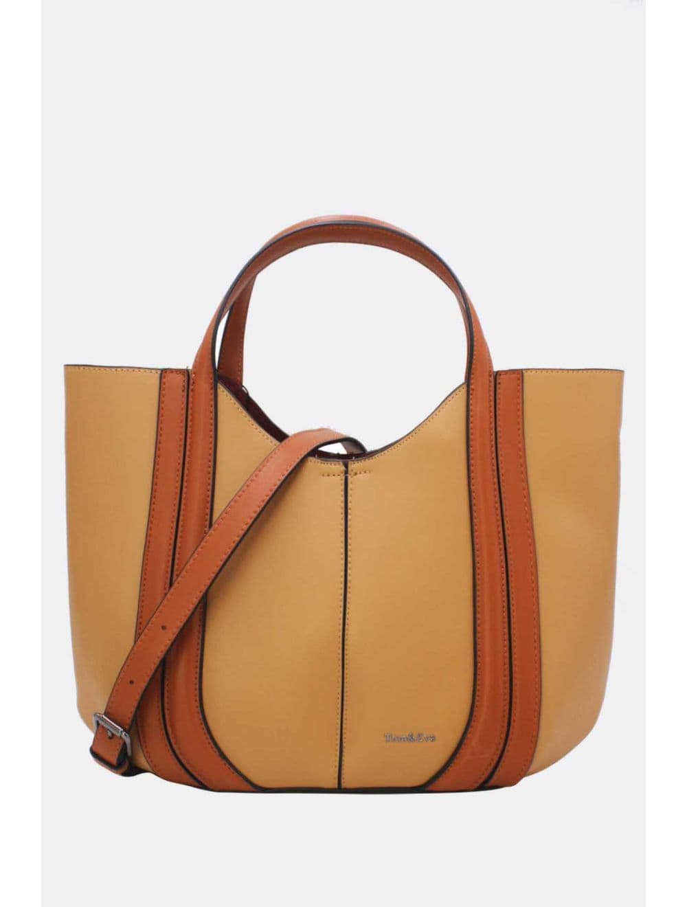 Sac à Main Effet Cuir Chic 25B-6374-Apricot/Brown