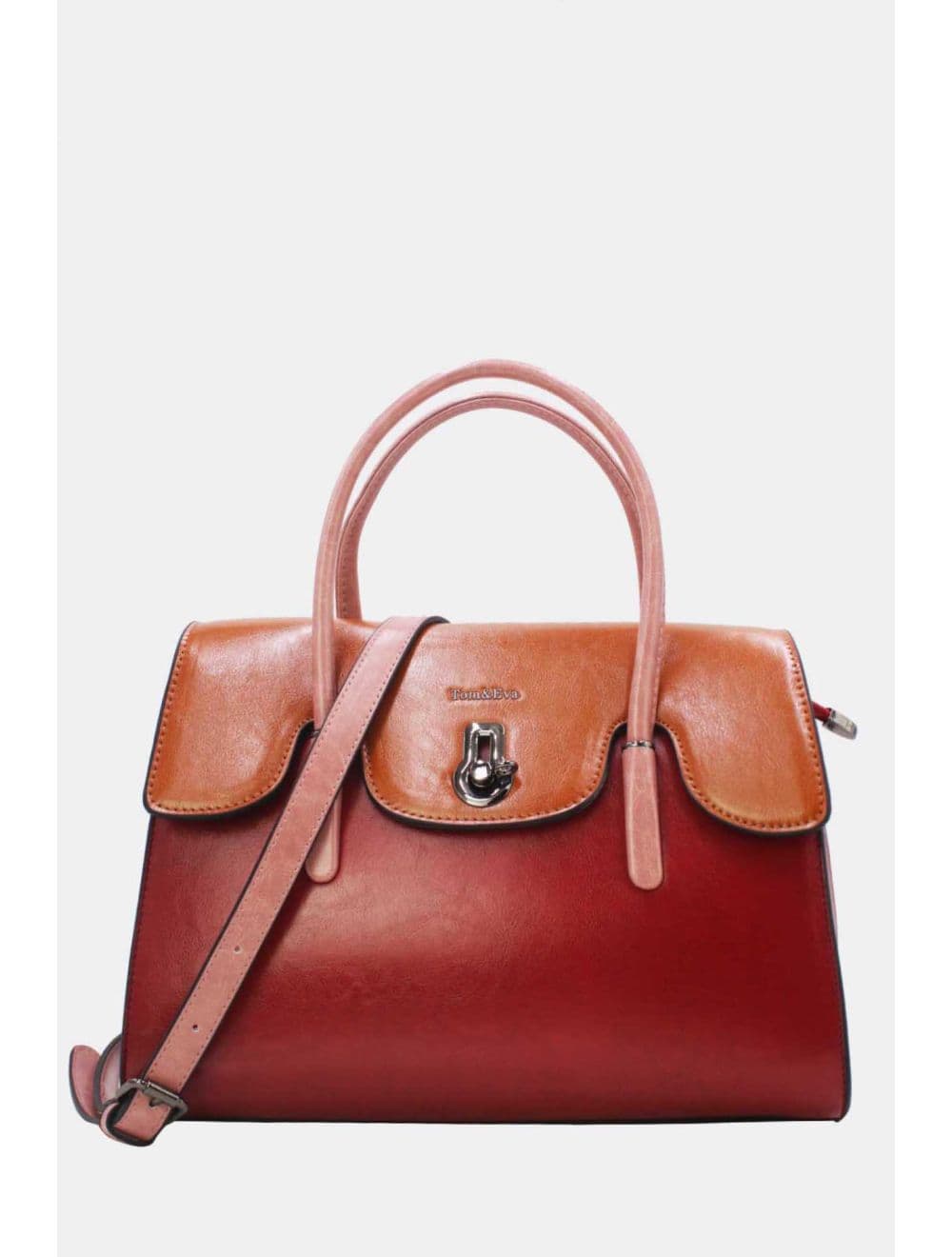 Sac à Main Effet Cuir Style Vintage RÉASSORT 24B-5866-Burgundy/Pink
